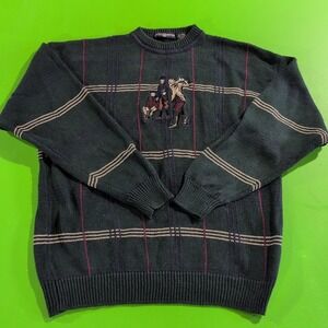Vintage Cape Isle Knitters Sweater Mens XL Golf Golfers Green Embroidered‎ USA